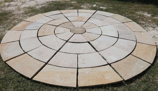 Mint Fossil circular paving stone with light green hues and subtle fossil imprints, ideal for garden or patio designs.