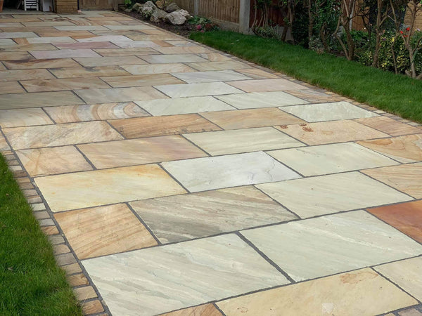 Mint Fossil Indian Sandstone Paving β soft-toned Indian stone ideal for patios, paths, and courtyards