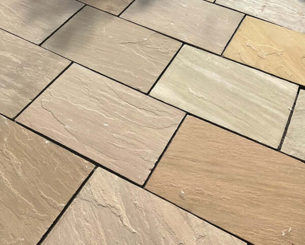 Raj Green Indian Sandstone β traditional paving with green, brown, and grey tones for patios and paths.