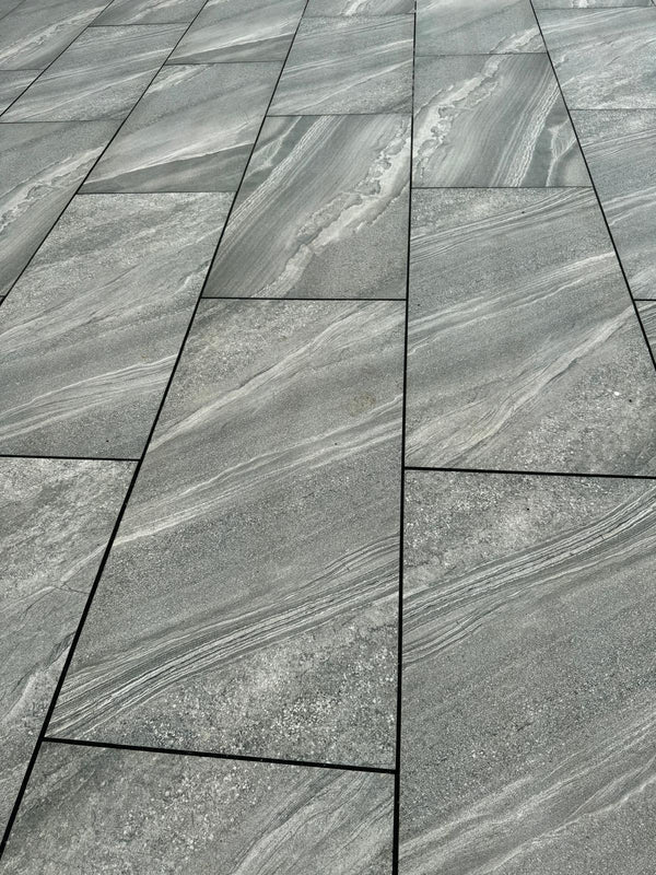 Crossover Grey Outdoor Porcelain Paving Slabs β versatile grey porcelain tiles with a subtle texture, ideal for modern patios and garden spaces