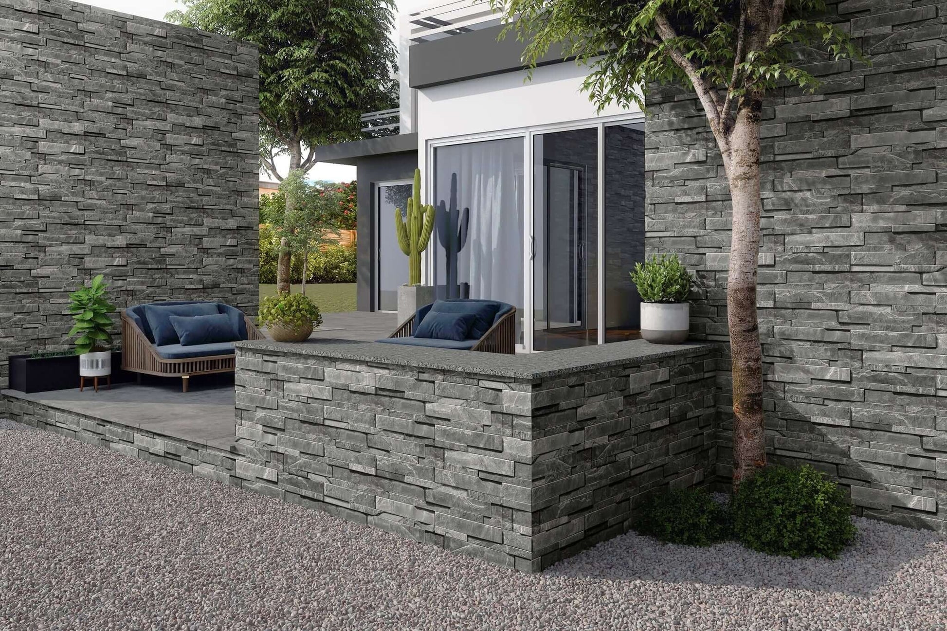 European Black 600x150 mm Porcelain Wall Cladding for walls and facades - sleek, durable, low-maintenance panels by Stone Footing Ltd