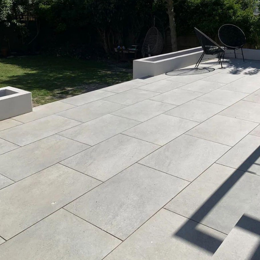 HS Grey Porcelain Paving Slabs β sleek grey porcelain tiles with a smooth matte finish for modern and low-maintenance outdoor patios