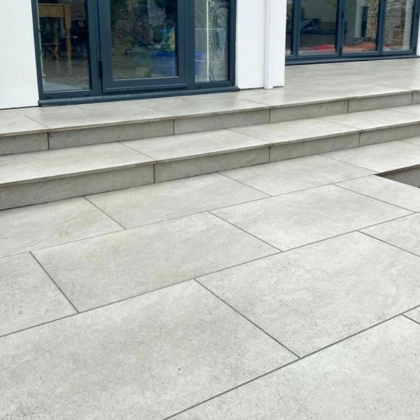 HS Grey Porcelain Paving Slabs β stylish grey porcelain tiles with a smooth matte finish, ideal for contemporary patios and outdoor spaces