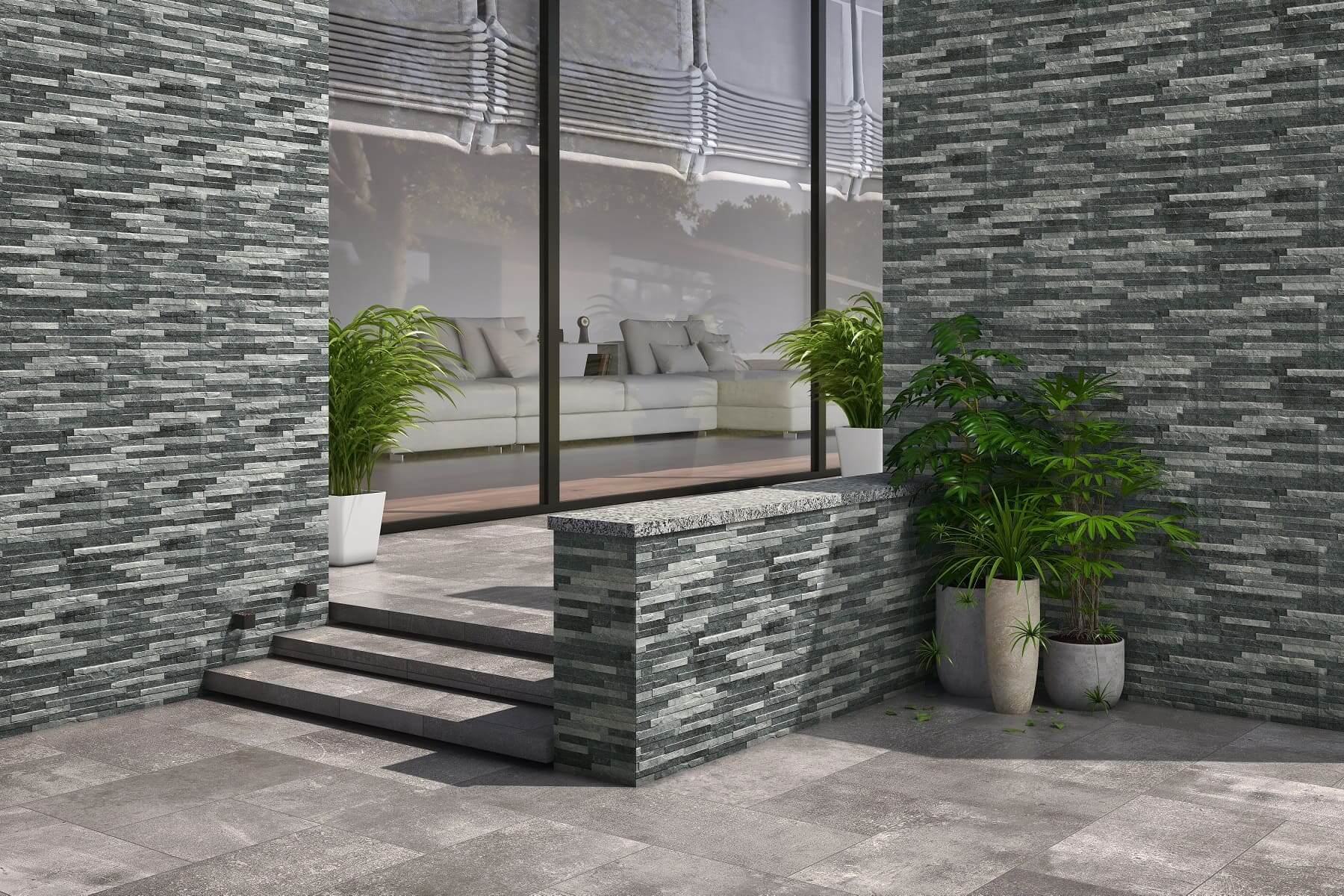 London Black 600x150 mm Porcelain Wall Cladding panels for walls and facades - durable, sleek, and low-maintenance by Stone Footing Ltd