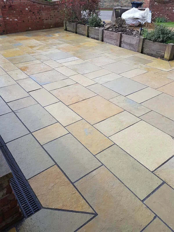 Tandur Yellow Limestone Flagstones 900x600 mm Mix Patio Pack - natural, durable paving slabs for patios and gardens by Stone Footing Ltd