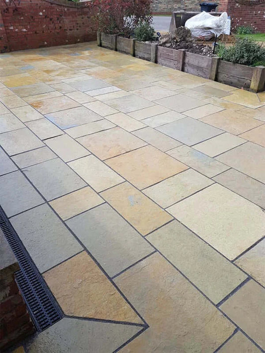Tandur Yellow Limestone Flagstones 900x600 mm Mix Patio Pack - natural, durable paving slabs for patios and gardens by Stone Footing Ltd