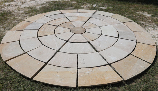 Mint Fossil circular paving stone with light green hues and subtle fossil imprints, ideal for garden or patio designs.