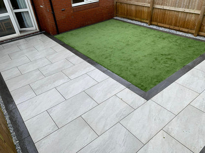 Dome Grey Paving Slabs – elegant grey outdoor tiles with a smooth textured finish, perfect for modern patios and garden areas