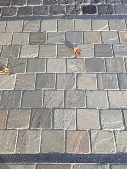 Kandla Grey Cobblestone 100x100 & 200x100 mm for patios, pathways, and driveways - durable and stylish by Stone Footing Ltd