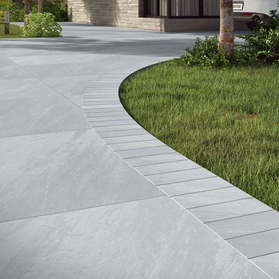 Kandla Grey Patio Edging Setts with smooth finish, premium paver edges for patios and garden areas