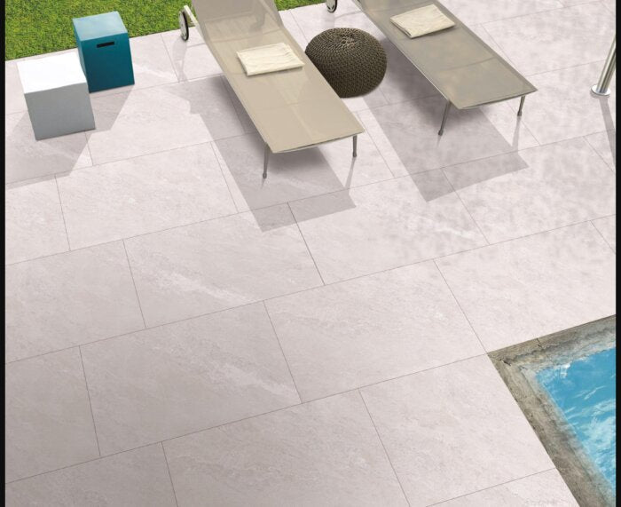 Mountain White Porcelain Paving Sample 100x100 mm – Patio Preview