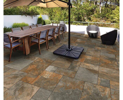 Rustic Copper Patio Slabs are Durable Outdoor Tiles with a Natural Slate Look